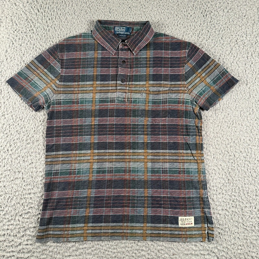 Polo Ralph Lauren‎ Shirt Medium Plaid RLPC NEW YORK Logo Polo Custom FIt
